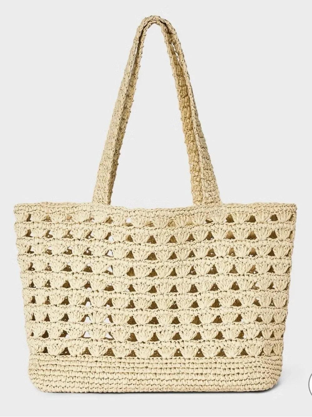 Straw Scallop Woven Tote Handbag - Universal Thread™ Natural